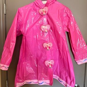Girls' Barbie Heart-Button Raincoat